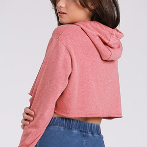 OEM/ODM 100% algodón 300 GSM Heavyweight Crop Top sudaderas con capucha de mujer de alta calidad transpirable Hip Hop sudaderas con capucha y sudadera para mujer - Product Image 2