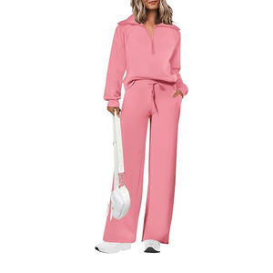 Chándal de mezcla de algodón suave para mujer, ropa de gimnasio deportiva con capucha de invierno, Pantalones estampados de dos piezas a juego, OEM - Product Image 1