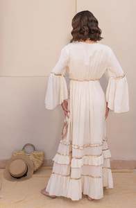 New Design And Best Floral Embroidered Dress for Women Puff Sleeves Style Expansive Ruffles Solid Machine Embroidery Ukraine - Product Image 6