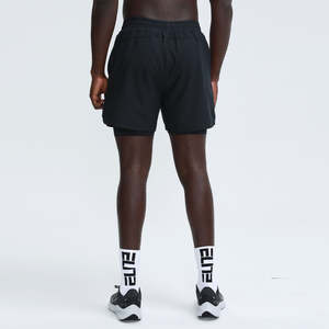 กางเกงขาสั้นออกกำลังกายผู้ชายแบบ 2-in-1 รุ่นใหม่สำหรับฤดูร้อน ผลิตตามสั่ง (OEM) สำหรับวิ่ง ฟิตเนส เทรนนิ่ง แห้งเร็ว ผ้าฝ้าย 100% สีพื้น เหมาะสำหรับใส่ในยิม - Product Image 6