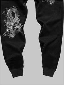 Pantalon de jogging en coton de haute qualité pour hommes, survêtement d'entraînement athlétique lavé avec poches décontractées et motif droit - Product Image 3