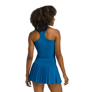 Vente chaude femmes bleu Spandex matériel vêtements de Tennis femmes extensible Racer Back haut avec jupe de Tennis taille haute plissée - Product Image 4