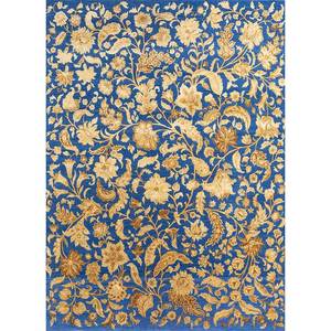 Tapis en laine et soie noué à la main, bleu aurore, motif floral abstrait, pour la maison, le salon, la chambre, patchwork fait main, design rectangulaire pour couloir - Product Image 1