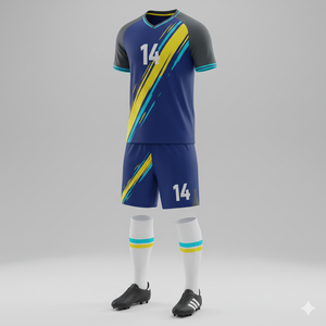 Maillot de football personnalisé par sublimation OEM/ODM, respirant et à séchage rapide, ensemble de maillot de football 100% polyester, col en V, manches courtes - Product Image 5