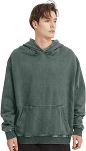 Sweat à capuche personnalisé de haute qualité, lavage à l'acide, 100% coton, poids lourd, épaules tombantes, pull-over imperméable, unisexe, automne, impression numérique - Product Image 2