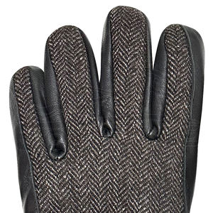 ถุงมือหนังแท้สำหรับผู้ชายสีดำสีเทาผ้าขนสัตว์ผ้าทวีดสไตล์ผู้ใหญ่ถุงมือชุดเดรสฤดูหนาวมีสไตล์ - Product Image 3