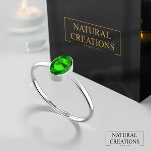 925 Sterling Silver Classic Minimalist Designer Ring Natural Chrome Diopside Bezel Setting Handmade Fine Jewelry Wedding - Product Image 5