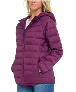 Veste matelassée pour femmes Vestes légères d'hiver et chaudes 100% Sweat à capuche matelassé Manteau matelassé isolé à fermeture éclair résistant à l'eau - Product Image 1