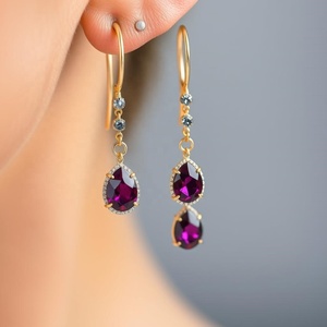 Vente chaude mode luxe 925 argent sterling améthyste pierre bleue boucle d'oreille fabricant de bijoux - Product Image 2