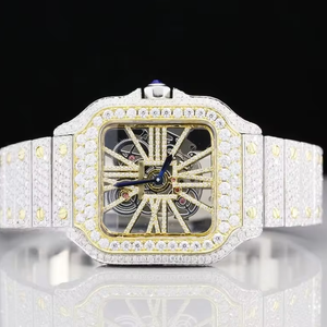 Prix fiable Glacé VVS Clarté Moissanite Diamant Clouté Oyester Plein Acier Inoxydable Blanc Édition Limitée Montre Analogique - Product Image 1