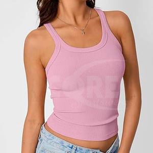Custom Logo <b>Vest</b> Summer Cotton Ribbed Women Tank <b>Top</b> Breathable Sleeveless Crop <b>Top</b> For Ladies - Product Image 3