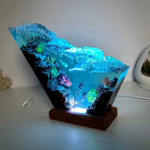 Handmade Resin Flower-Shaped LED Lamp Night Light Diving Statue Underwater <b>Theme</b> Agate Stone Home Sack Brand Mother's Day <b>Gift</b> - Product Image 3