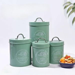 Airtight steel kitchen storage jar set for countertop Custom labeled tea sugar containers for kitchen Premium metal kitchen - Product Image 4