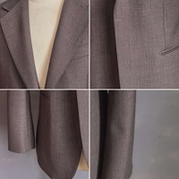 Jas Pria Cokelat Taupe Single Breasted Dua Kancing Lapel Notch Kantong Lipat Kancing Tanduk Jas Bisnis untuk Pria Custom MTM