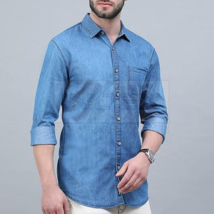 Fully Customized High Quality Cotton Men Jeans Shirt Slim Fit Casual Wear Quick Dry Breathable Long Sleeve Hot Sales - Product Image 5