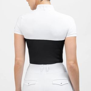 Camisa Ecuestre para mujer, manga corta, ajuste elástico, ropa personalizada, a granel, venta al por mayor, camisetas para montar a caballo - Product Image 5