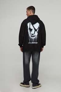 เสื้อฮู้ดทรงแบ็กกี้ไหล่ผ้าฝ้ายขนาดใหญ่สำหรับผู้ชายเสื้อโอเวอร์ไซส์ดีไซน์ด้านหน้าสำหรับผู้ชาย - Product Image 4