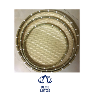 Panier rond et plat en bambou pour le vannage-Panier de rangement en bambou à bas prix pour la décoration de Lotus bleu - Product Image 5