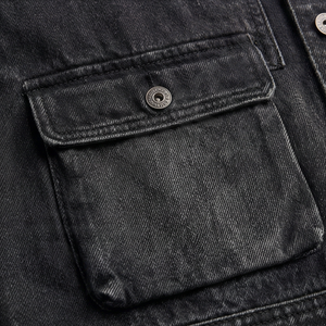 Chaqueta Vaquera de Moda para Hombre 2025, Logotipo Personalizado, Color Negro Sólido, Cuello Alto, Estilo con Botones, Corte Ajustado, Estilo Informal - Product Image 5