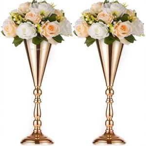 Elegante arreglo de flores, jarrón de Metal, centro de mesa, soporte de flores con acabado dorado para decoración de bodas y Navidad - Product Image 2
