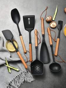 Fábrica de madera de resina, cuchara de madera y resina, espátula con y soporte, utensilios de cocina, cuchara de cocina de madera Natural para la mejor - Product Image 2