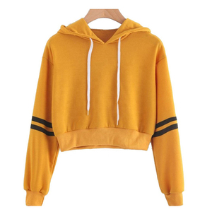 Sweat-shirt à capuche court pour femmes, mode décontractée, pull-over, sweat-shirt à manches longues, sweat-shirt à capuche avec logo personnalisé OEM, fournisseur en gros - Product Image 5