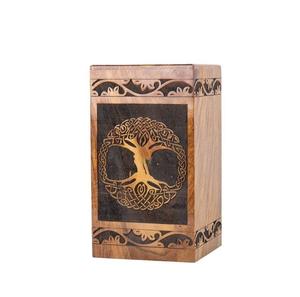 Urne en palissandre faite à la main pour cendres humaines Arbre de vie Urne de crémation personnalisée pour cendres fabriquée à la main Grande - Product Image 1