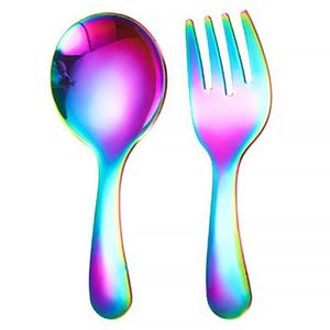 Set of 2 Short Handle Mini Stainless Steel Baby <b>Spoon</b> Forks Mirror Polished for Kitchen Dessert Tea <b>Soup</b> Hotels' Measuring Use - Product Image 6