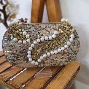 Bolso de noche de nácar, bolso de fregona, bolso de fiesta de boda, bolso de novia hecho a mano, proveedores mayoristas indios - Product Image 1