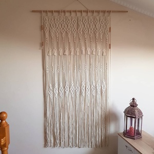 Cortina de Pared de Macramé Boho Hecha a Mano, Decoración de Pared Ecológica de Ratán con Borlas y Patrón Enmarcado para Decoración de Bodas - Product Image 2