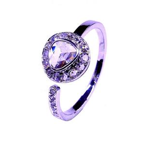 Bague personnalisée en or blanc 14 carats de style vintage Trendy Unique Natural Rose Cut Diamond Classic and Elegant - Product Image 1