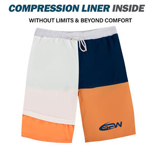 Pantalones cortos deportivos informales para hombre, pantalones cortos ligeros de secado rápido para entrenamiento de gimnasio con decoración de patrón de cintura elástica cómoda - Product Image 2