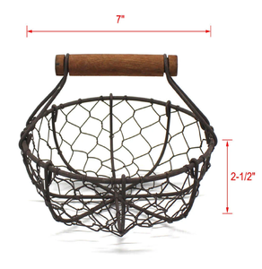 Panier galvanisé en forme de rectangle Collection d'oeufs Panier à oeufs en fil métallique Panier de rangement style pays vintage Vente en gros Inde - Product Image 6