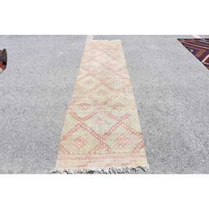 Tapis vintage 2,6 x 10,3 pieds, tapis turc, tapis oriental en laine rouge - Product Image 1