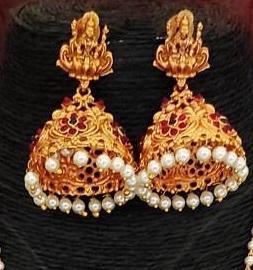 ชุดสร้อยคอเจ้าสาว Royal kundan ด้วยหินสีแดงและสีขาวสำหรับผู้หญิงชุดตกแต่งสีทองสูงเหมาะสำหรับงานปาร์ตี้ - Product Image 3