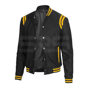 Diseño personalizado manga de cuero Letterman chaqueta Color sólido Streetwear hombres manga de cuero chaqueta de invierno - Product Image 3