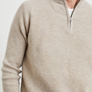 Custom Casual Men Pullover Sweater Zipper Sport Cotton Zip Knitted Sweater Man Quarter Zip Knitwear - Product Image 4