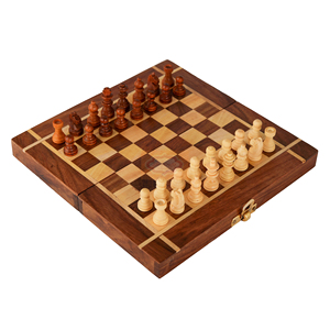 Shriji Crafts Handmade Classic Folding <strong>Wooden</strong> <strong>Chess</strong> Board 8 Inch <strong>Small</strong> <strong>Chess</strong> <strong>Pieces</strong> Set for Welcome Gifts (6)