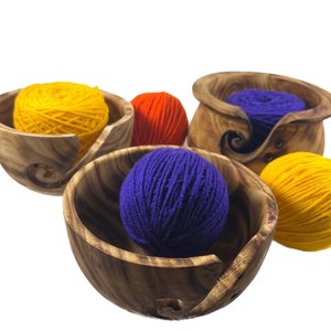 Bol à fil en bois lisse, éco-responsable, fait main, portable et léger, organisateur d'accessoires de tricot, style unique et simple, pour crochet - Product Image 2