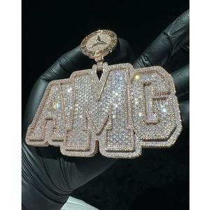 จี้เพชรโมอิสแบบบาแกตและจี้กลม925สเตอร์ลิง silvervvs Moissanite จี้ฮิปฮอป - Product Image 1