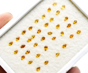 Pierre précieuse de quartz citrine naturelle de qualité AAA Boucle de coupe de poire jaune à facettes Tailles de pierre en vrac propres 5mm X 3mm Autres tailles disponibles - Product Image 5