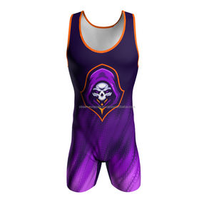 Une pièce confortable maillots de lutte de haute qualité Logo personnalisé fabriqué en usine Spandex/Polyester léger antibactérien - Product Image 1