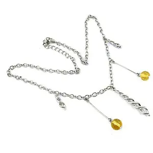 "18k Gold Plated Vintage Women's <b>Anklet</b> with Yellow Zircon Gemstone Beads Custom Inlay Gift Idea" - Product Image 1