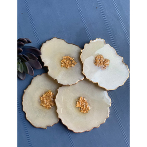 Posavasos de metal con forma de flor, Juego de 4 posavasos de té y café de primera calidad para uso en restaurantes de hotel - Product Image 1