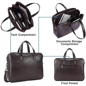 Bolsa de cuero personalizada para ordenador portátil, maletín de trabajo, bolsa de ordenador de negocios, se adapta a 15,6 pulgadas, maximiza el desgaste, venta al por mayor - Product Image 2