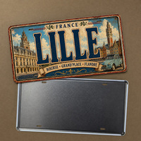 Letrero Metálico Rústico Vintage de Lille, Francia, Decoración de Pared para Viajes, Casas de Huéspedes y Bistrós, Venta al por Mayor