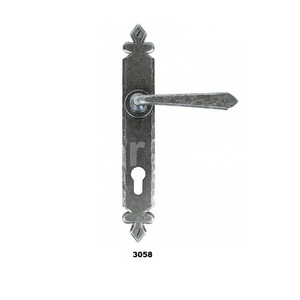 Manija de puerta con diseño de hoja de peltre plateado con cerradura de llave, manija de puerta decorativa para el hogar, cocina, baño, Hotel y Villa, uso de puerta - Product Image 2