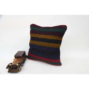 Multicolor Wool Kilim <b>18x18</b> Inch Luxury Decorative Accent Pillow Woven Vintage Pattern Leaves 12x12 Inverted Patchwork Design - Product Image 2