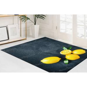 Lemon Pattern <b>Rugs</b>, Trendy Yellow <b>Rug</b>, Modern <b>Chenille</b> Printed <b>Rug</b>,Nonwoven Soft <b>Rug</b> - Product Image 2