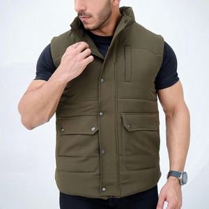 Venta caliente de los hombres de invierno sin mangas Puffer chaleco Stand Collar Reversible personalizado lienzo impresión OEM servicio - Product Image 2
